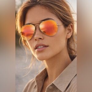 Ray-Ban RB3025 Aviator Large Metal Orange Lens Sunglasses